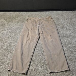 LL Bean Mens 38x29 Fleece Lined Pants Brown Tan Classic Denim Vintage